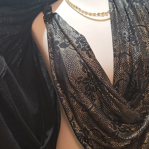 VINTAGE ZAKKS 80's METALLIC CROP TOP FLORAL OVERSIZED SMALL BLACK CARDIGAN SET - Picture 3 of 14